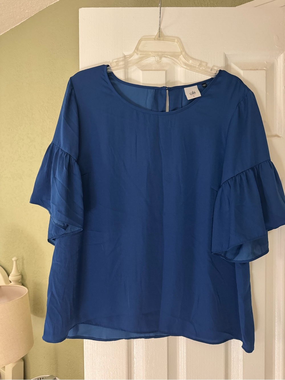 CAbi Royal Blue Ruffle Sleeve Blouse